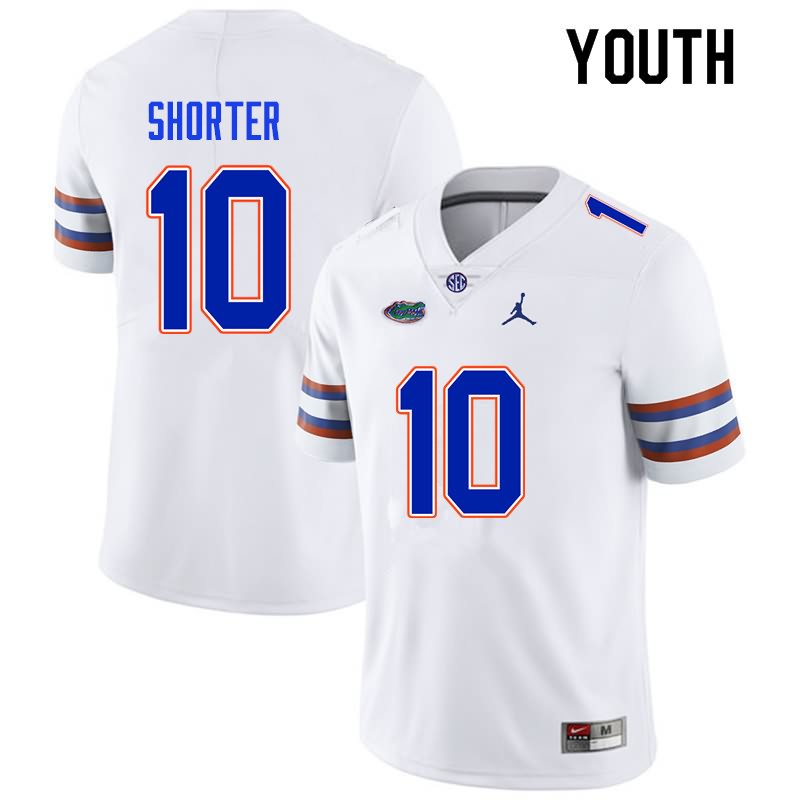 NCAA Florida Gators Justin Shorter Youth #10 Nike White Stitched Authentic College Football Jersey ROM3464YF